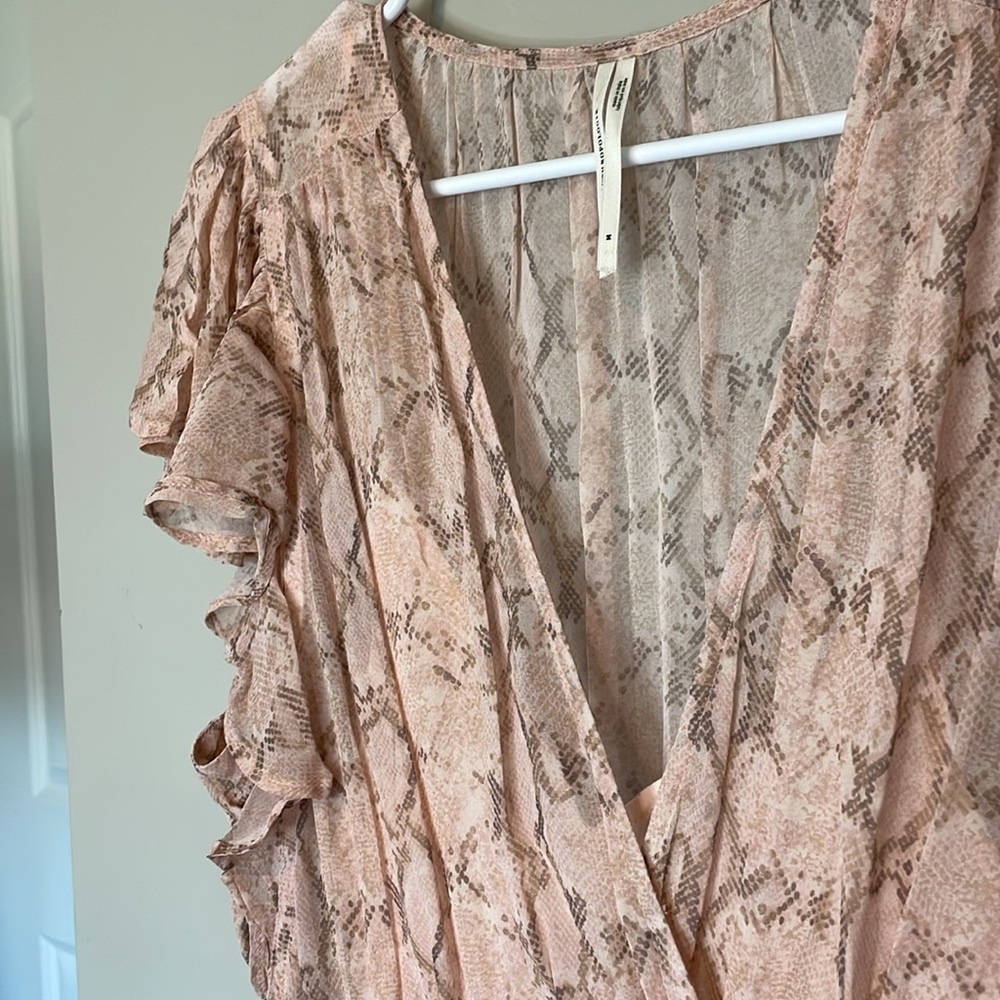 Anthropologie Midi V-Neck Flutter Sleeve Dress Size Medium - Picture 10 of 16